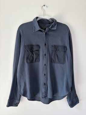 Rag & Bone Men’s Contrasting Fabric Pocket Button Down Shacket Shirt